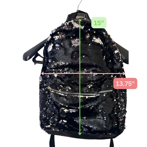 Black Sequin Zippered Backpack